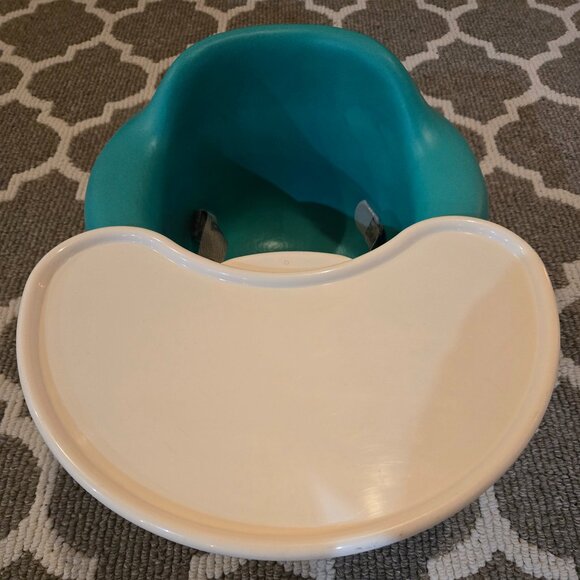 Teal & white Baby Bumbo Seat with removable Tray Excellent pre-owned shape - Picture 4 of 10